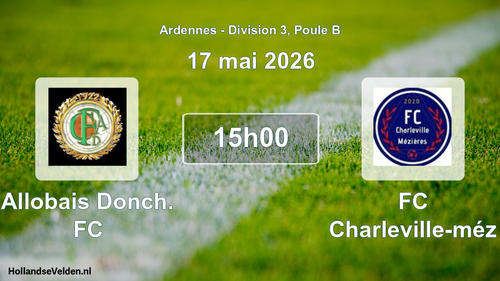 Match programmé: Allobais Donch. FC - FC Charleville-méz (17 mai 2026)