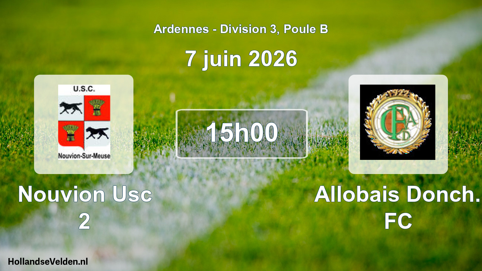 Match programmé: Nouvion Usc 2 - Allobais Donch. FC (7 juin 2026)