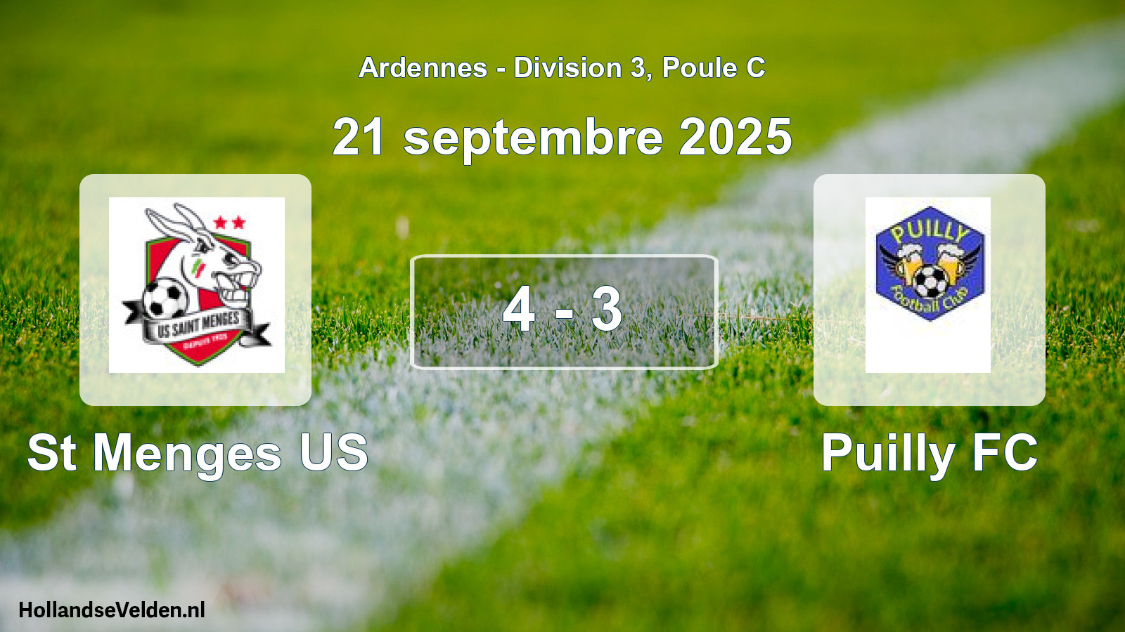 Gespeelde wedstrijd: St Menges US - Puilly FC 4 - 3 (21 september 2025)
