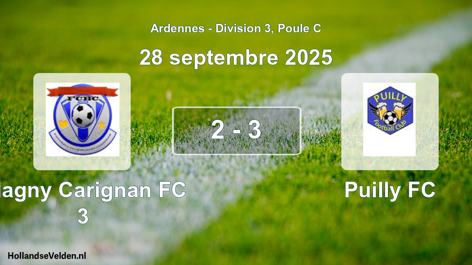 Match joué: Blagny Carignan FC 3 - Puilly FC 2 - 3 (28 septembre 2025)