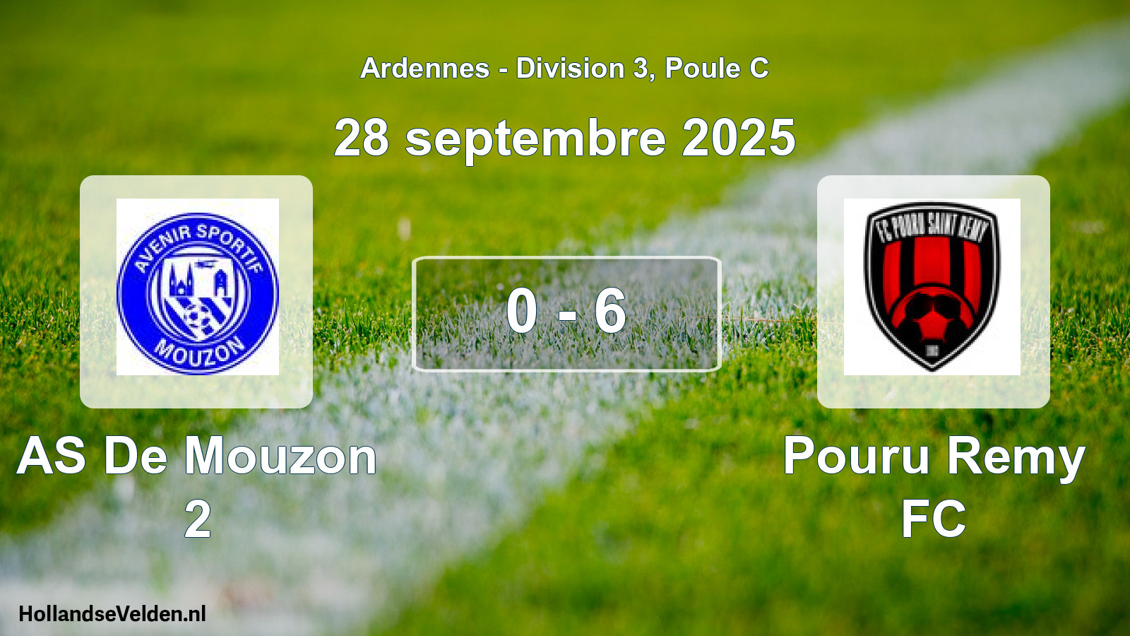Gespeelde wedstrijd: AS De Mouzon 2 - Pouru Remy FC 0 - 6 (28 september 2025)