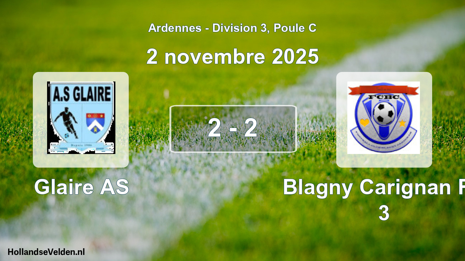 Total number of matches played: Glaire AS - Blagny Carignan FC 3 2 - 2 (2 November 2025)