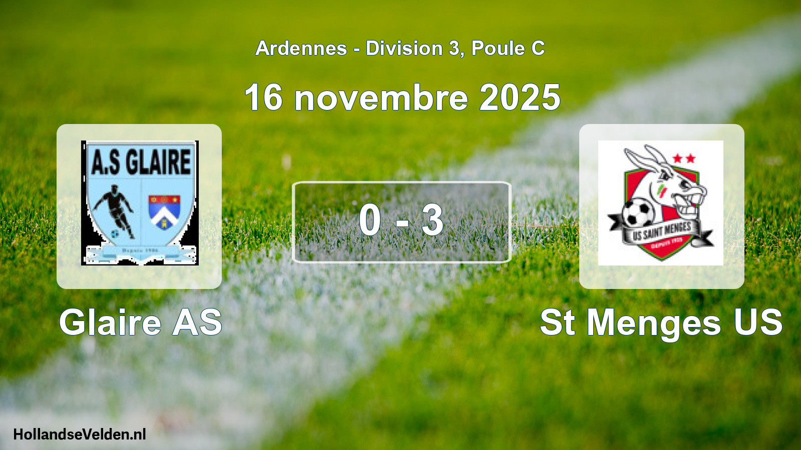 Match joué: Glaire AS - St Menges US 0 - 3 (16 novembre 2025)