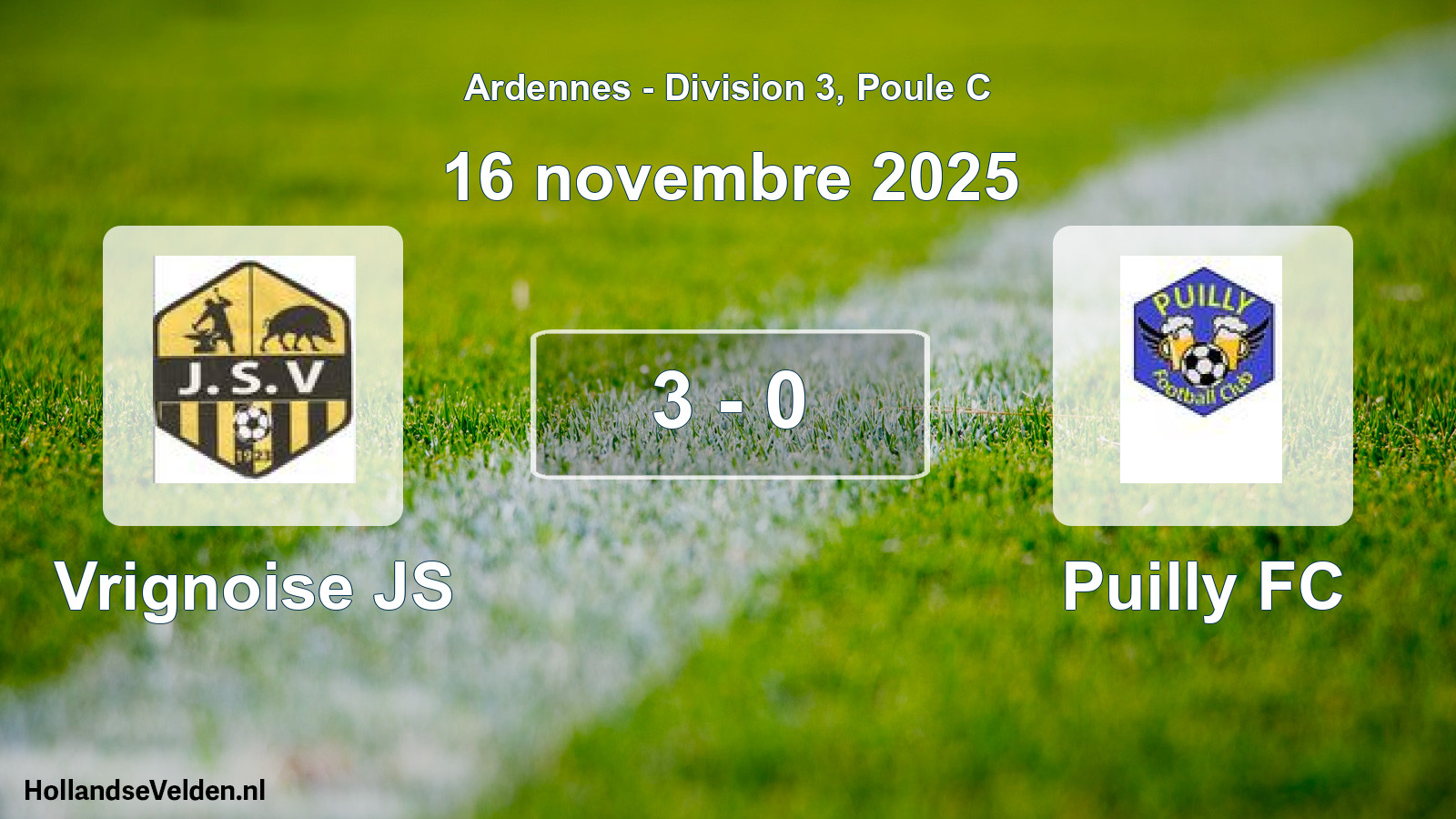 Match joué: Vrignoise JS - Puilly FC 3 - 0 (16 novembre 2025)