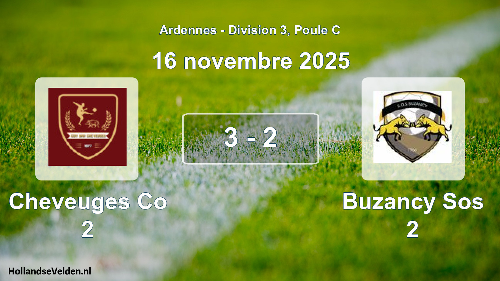Match joué: Cheveuges Co 2 - Buzancy Sos 2 3 - 2 (16 novembre 2025)