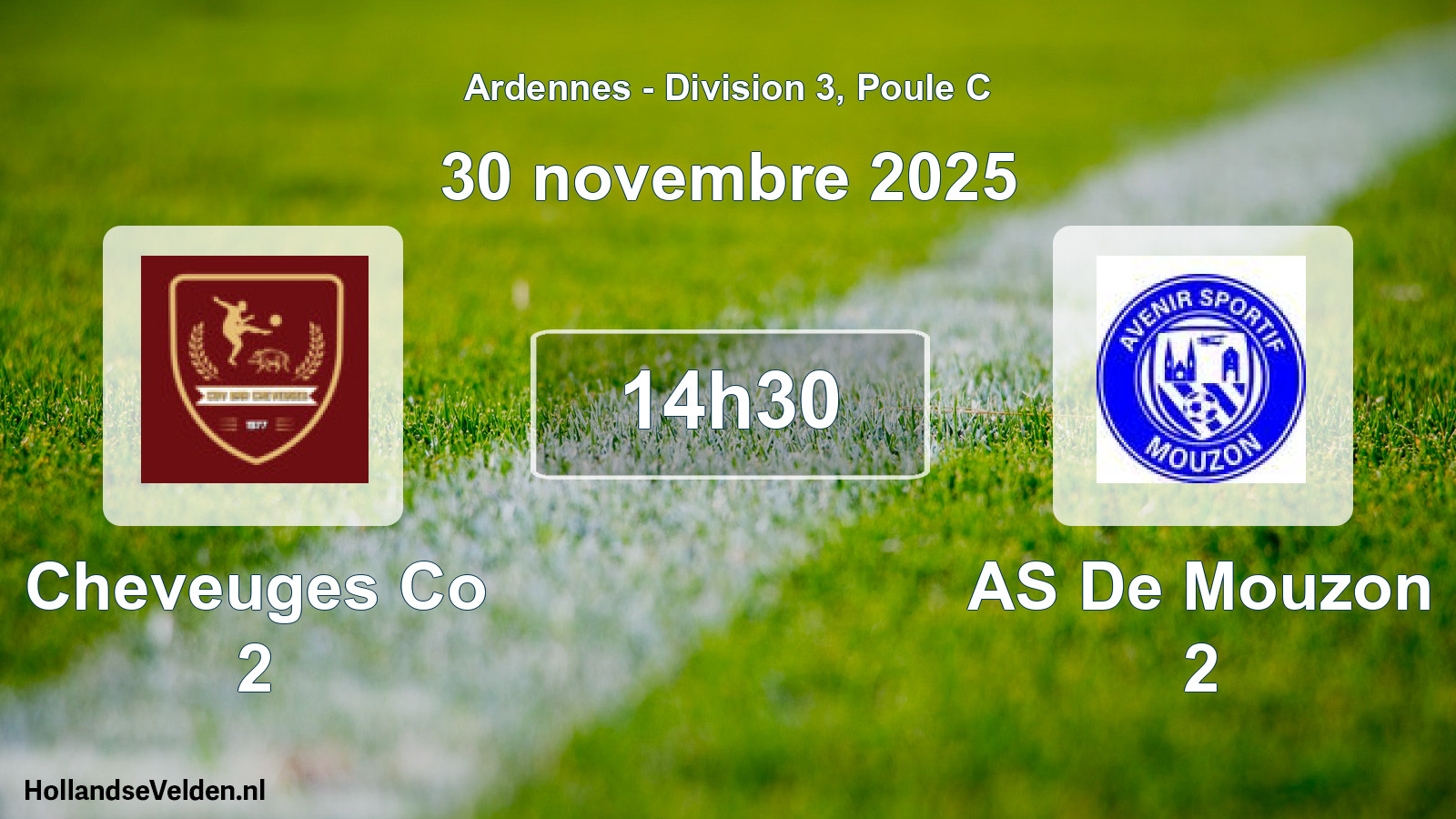 Match programmé: Cheveuges Co 2 - AS De Mouzon 2 (30 novembre 2025)