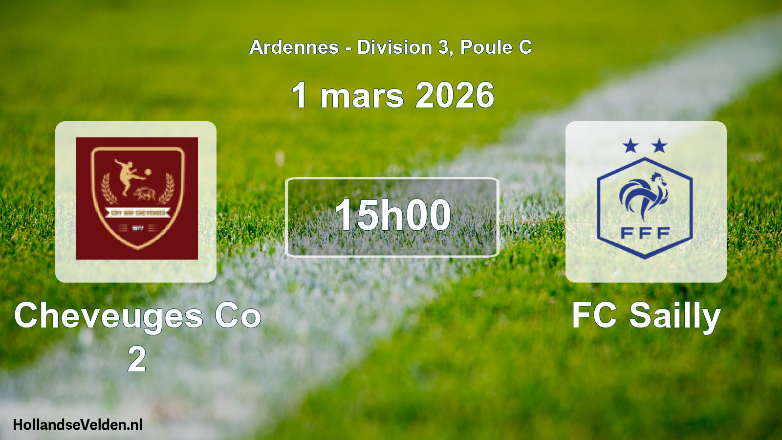 Match programmé: Cheveuges Co 2 - FC Sailly (1 mars 2026)