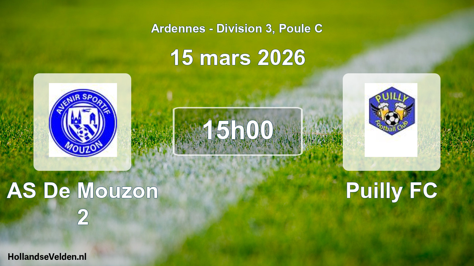 Match programmé: AS De Mouzon 2 - Puilly FC (15 mars 2026)