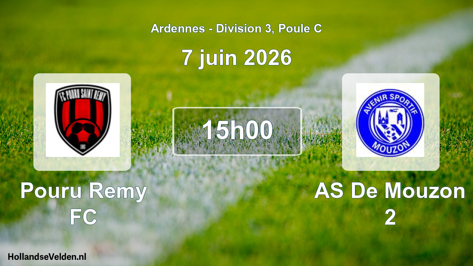 Match programmé: Pouru Remy FC - AS De Mouzon 2 (7 juin 2026)