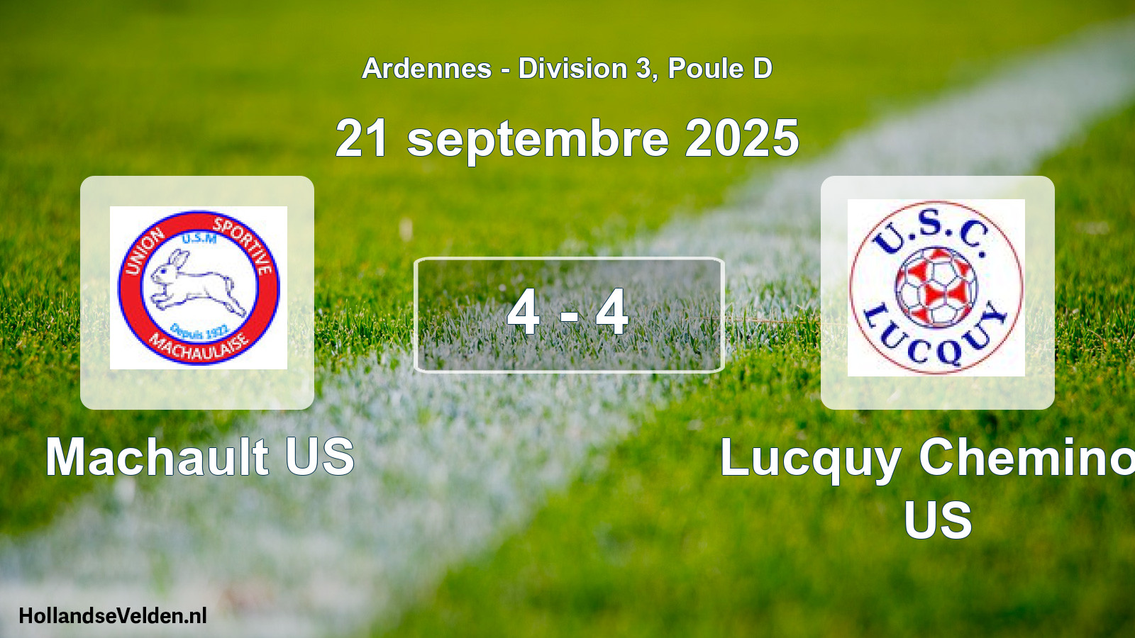 Match joué: Machault US - Lucquy Cheminot US 4 - 4 (21 septembre 2025)