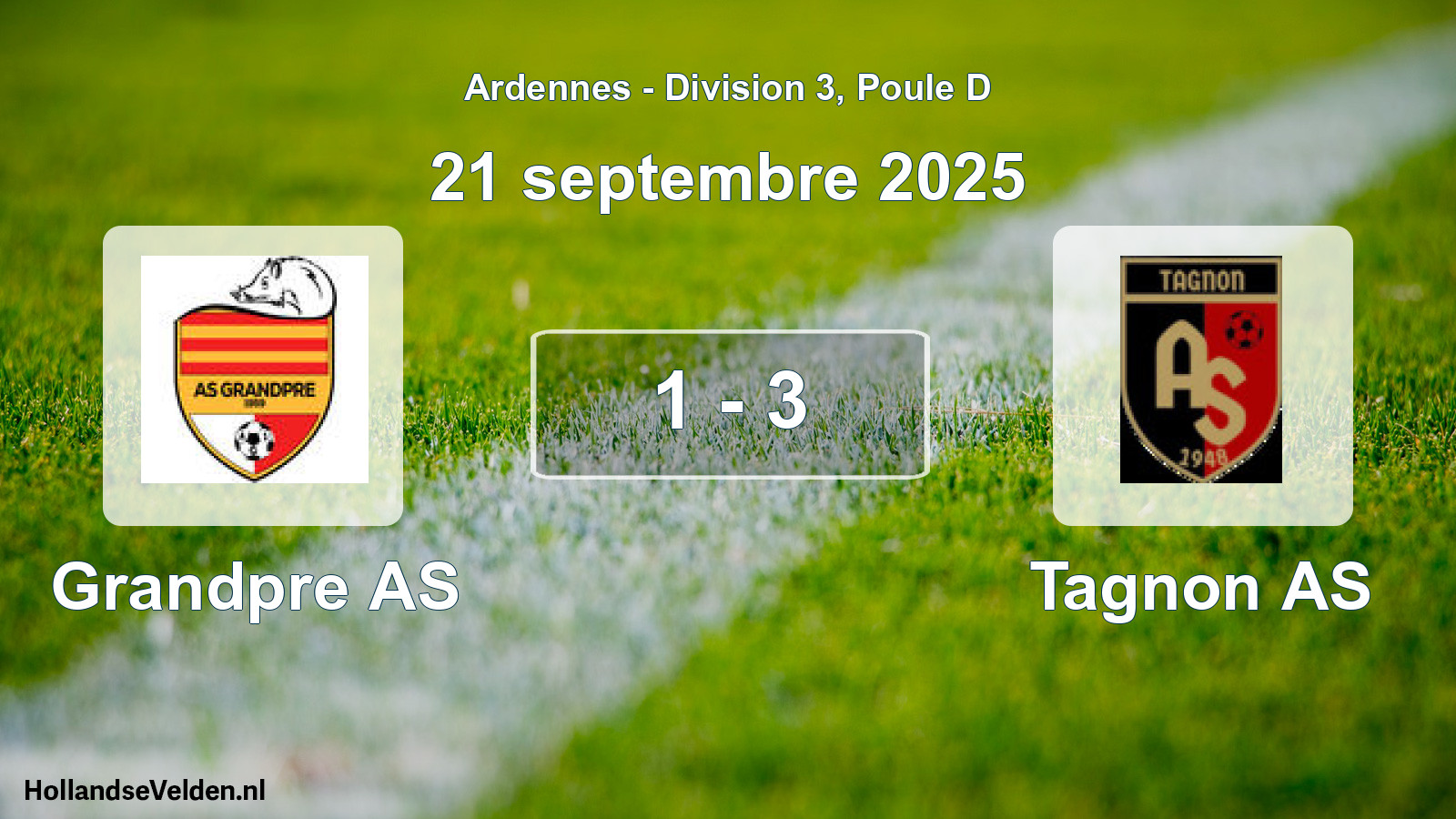 Match joué: Grandpre AS - Tagnon AS 1 - 3 (21 septembre 2025)