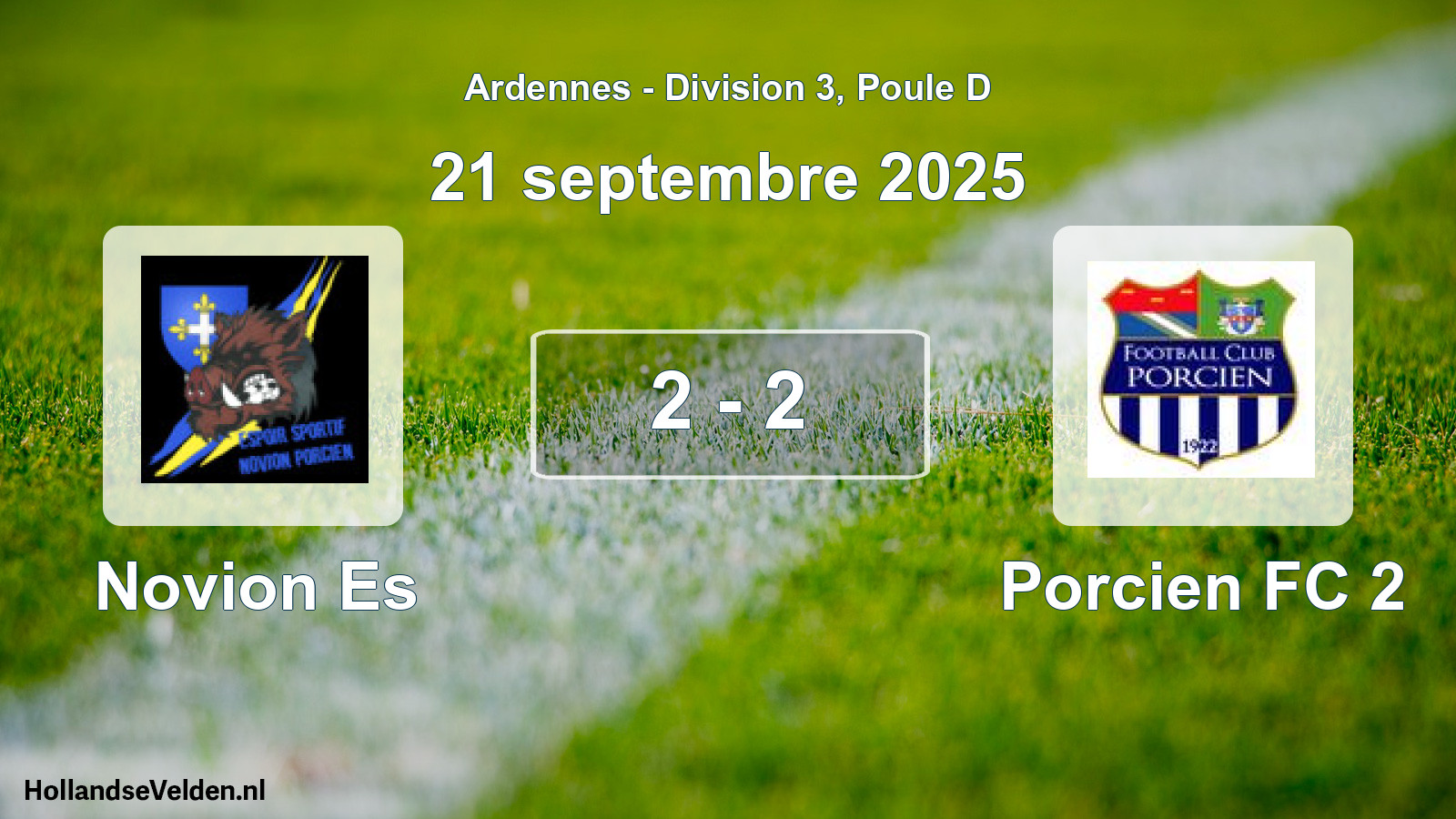 Match joué: Novion Es - Porcien FC 2 2 - 2 (21 septembre 2025)