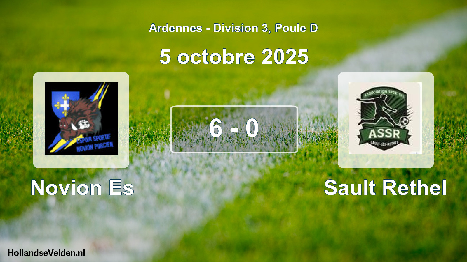Match joué: Novion Es - Sault Rethel 6 - 0 (5 octobre 2025)