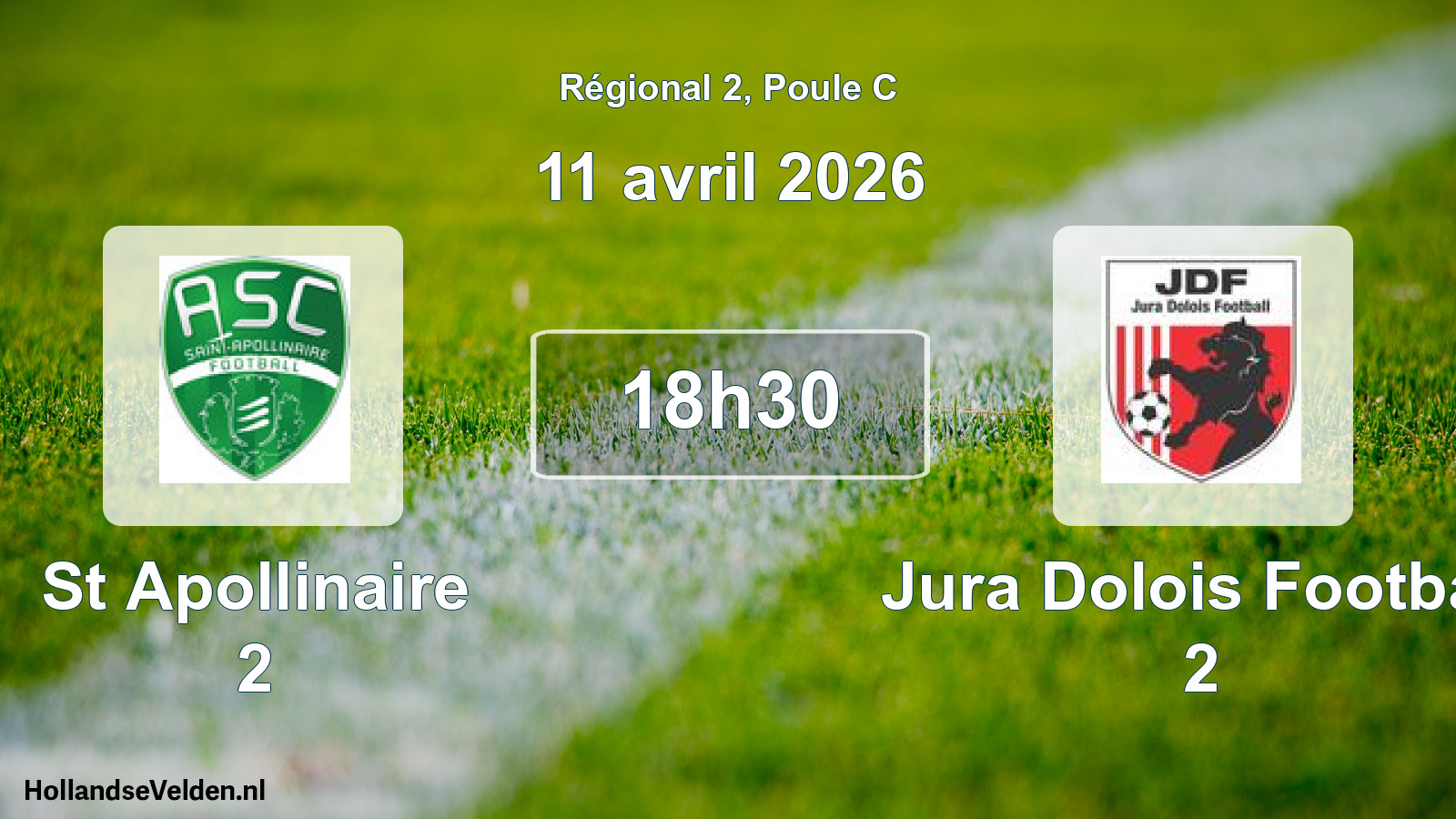 Geplande wedstrijd: St Apollinaire 2 - Jura Dolois Football 2 (11 avril 2026)