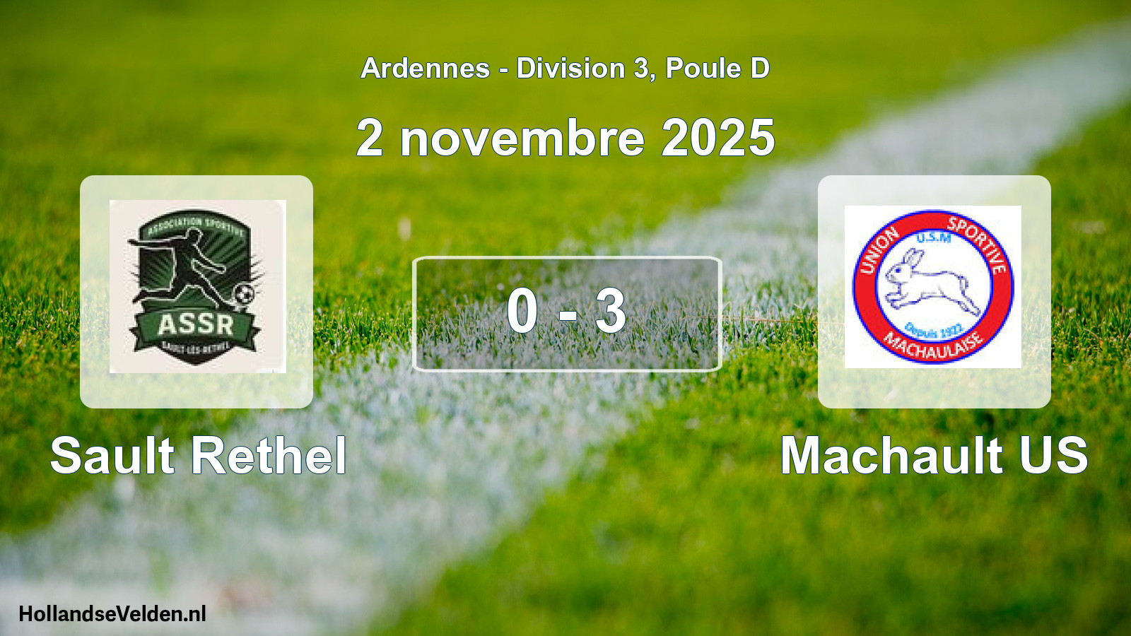 Match joué: Sault Rethel - Machault US 0 - 3 (2 novembre 2025)