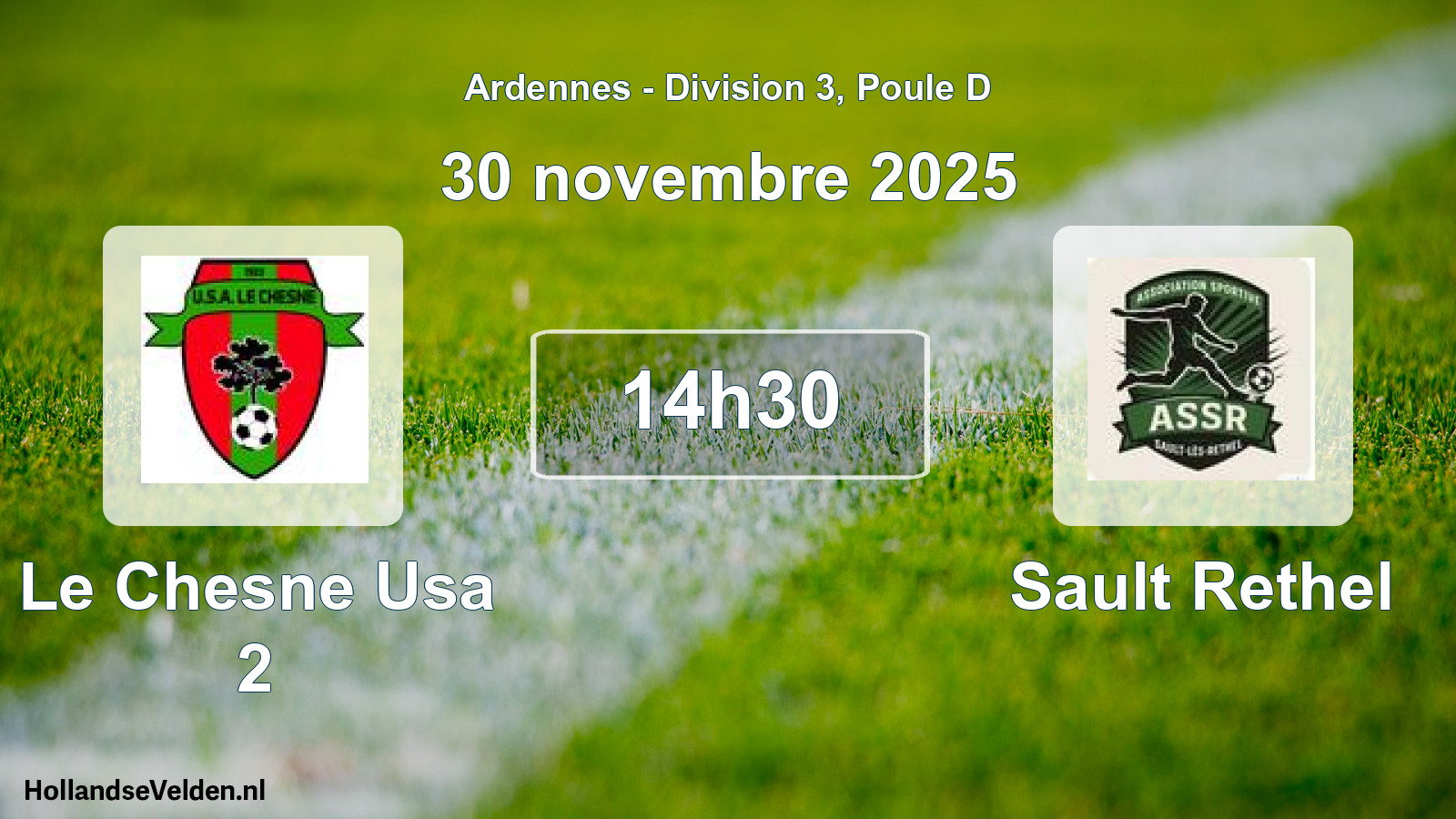 Match programmé: Le Chesne Usa 2 - Sault Rethel (30 novembre 2025)