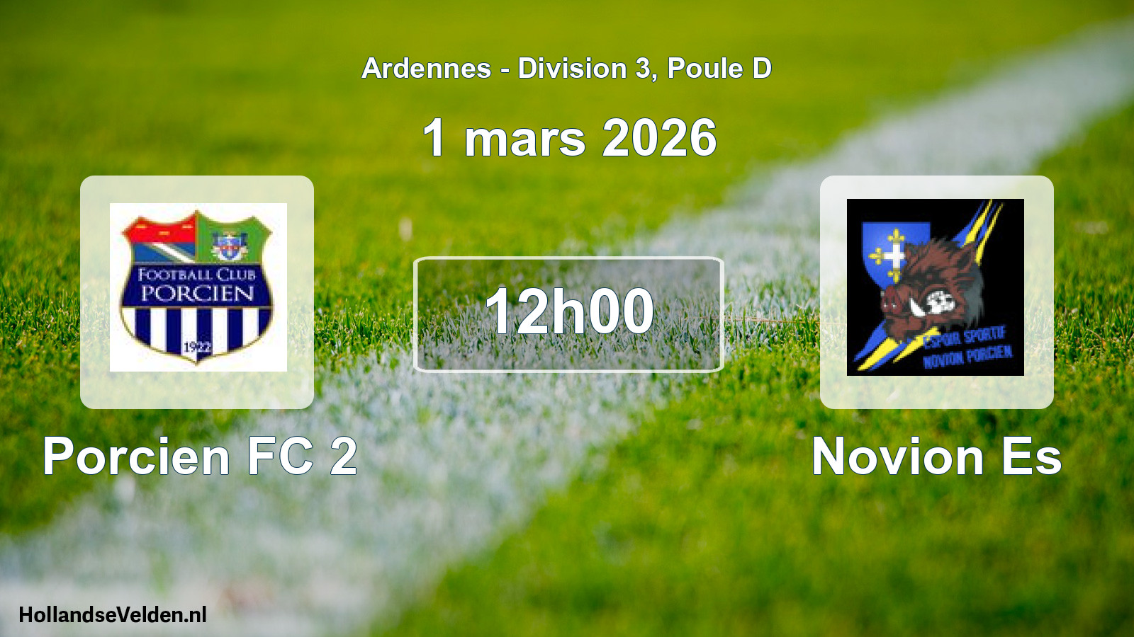 Scheduled Match: Porcien FC 2 - Novion Es (1 March 2026)