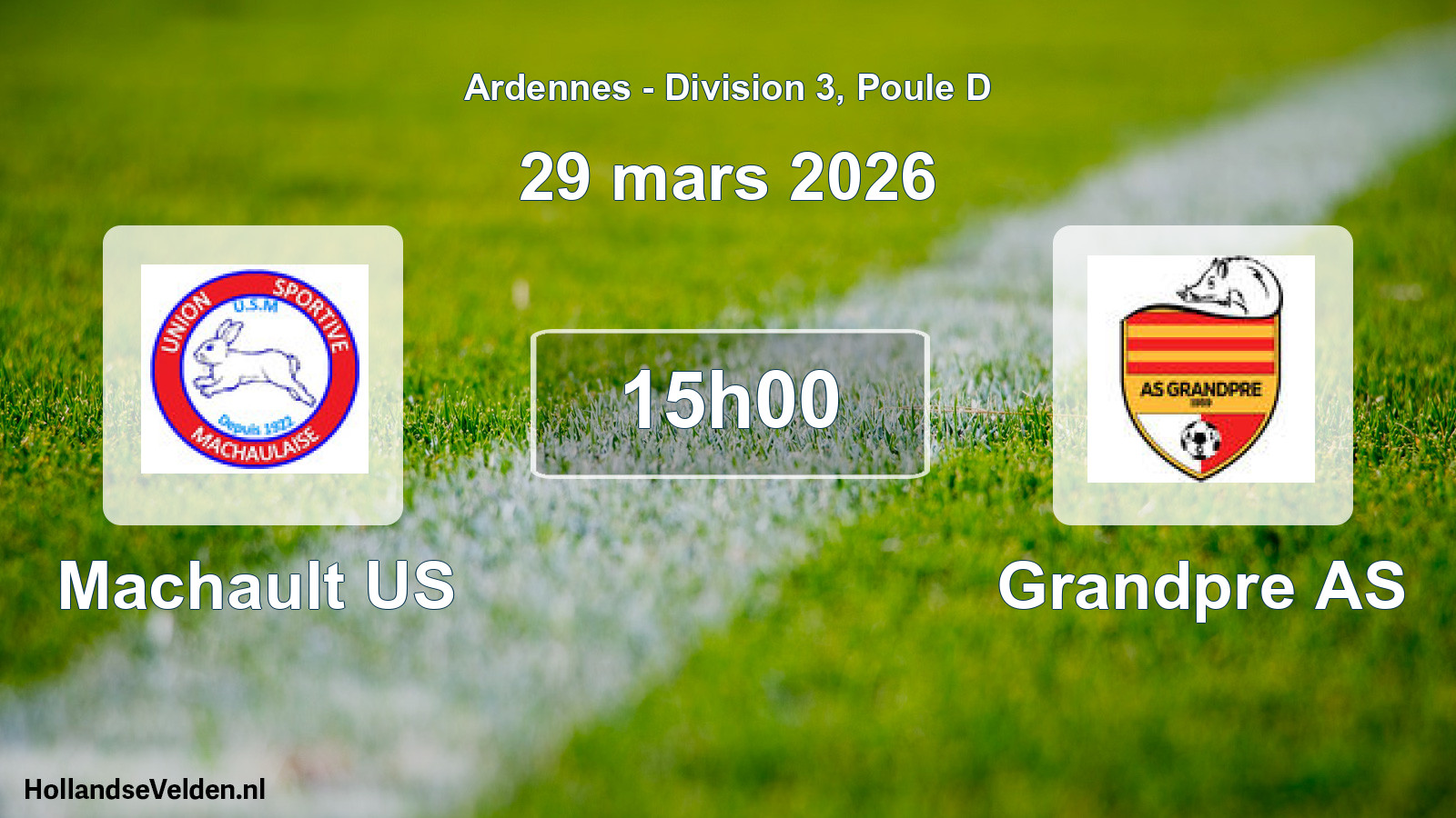 Match programmé: Machault US - Grandpre AS (29 mars 2026)