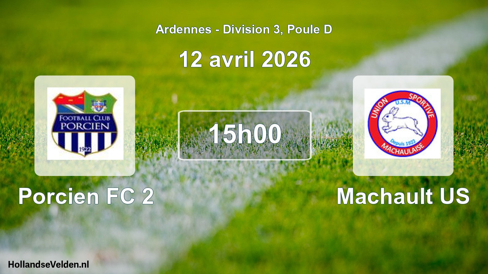 Match programmé: Porcien FC 2 - Machault US (12 avril 2026)