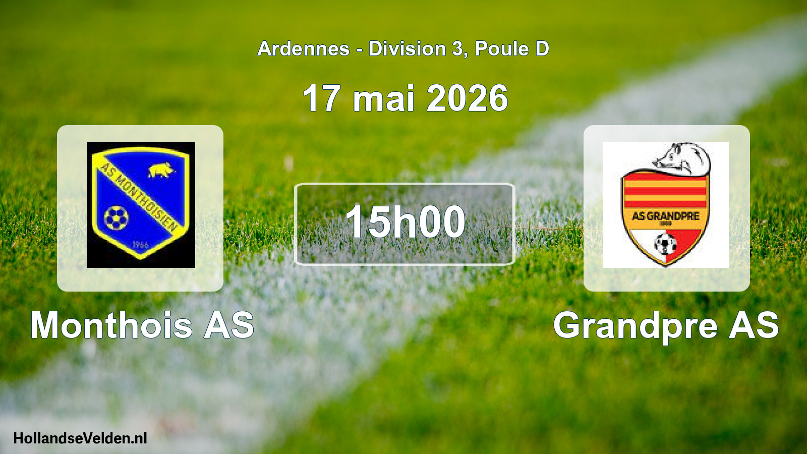 Match programmé: Monthois AS - Grandpre AS (17 mai 2026)