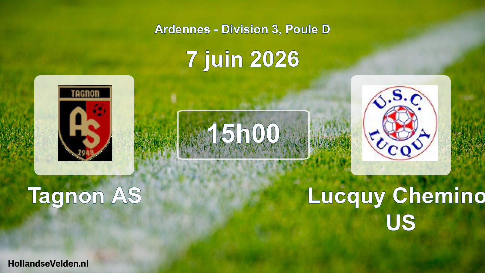Match programmé: Tagnon AS - Lucquy Cheminot US (7 juin 2026)