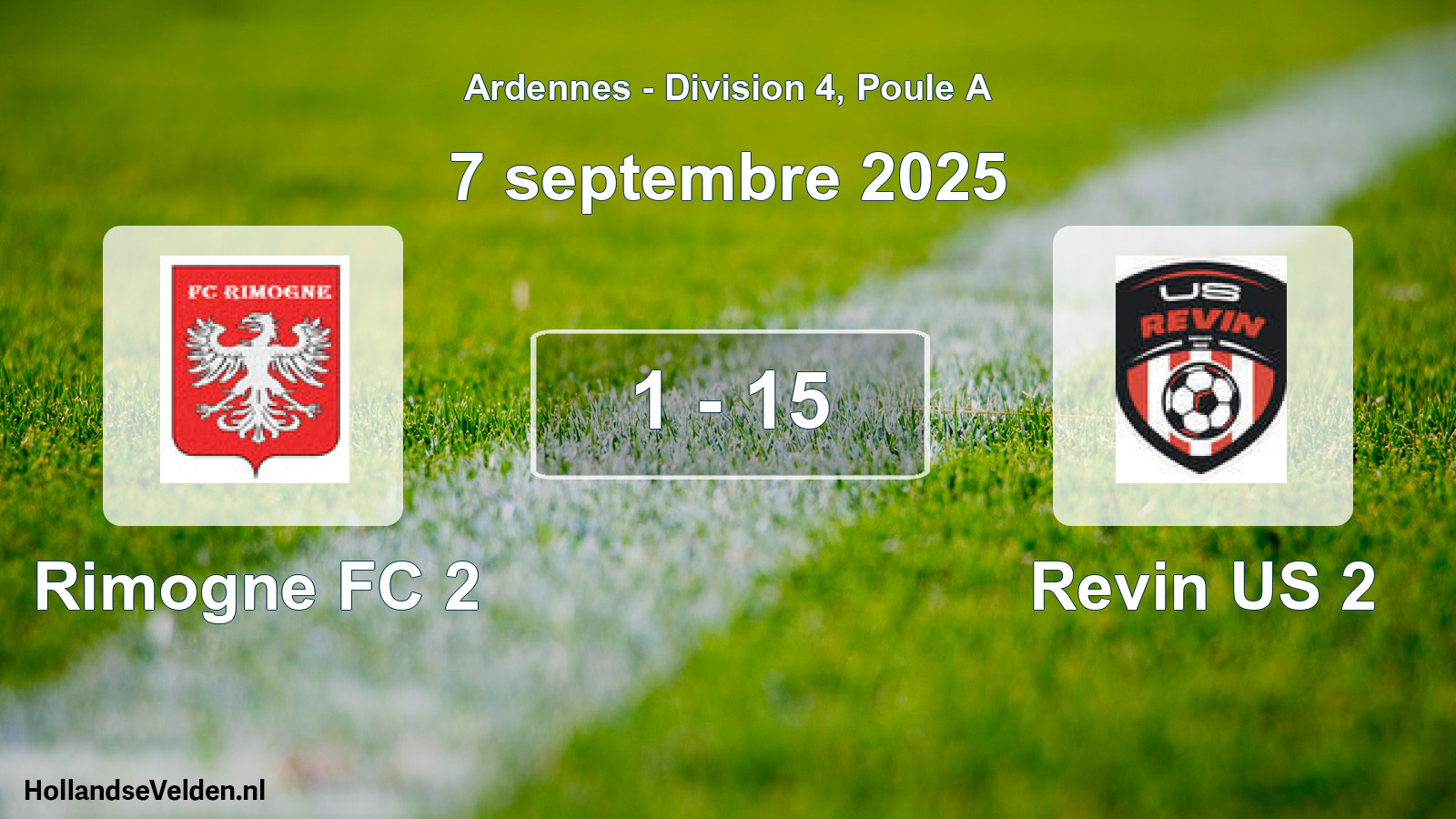 Match joué: Rimogne FC 2 - Revin US 2 1 - 15 (7 septembre 2025)
