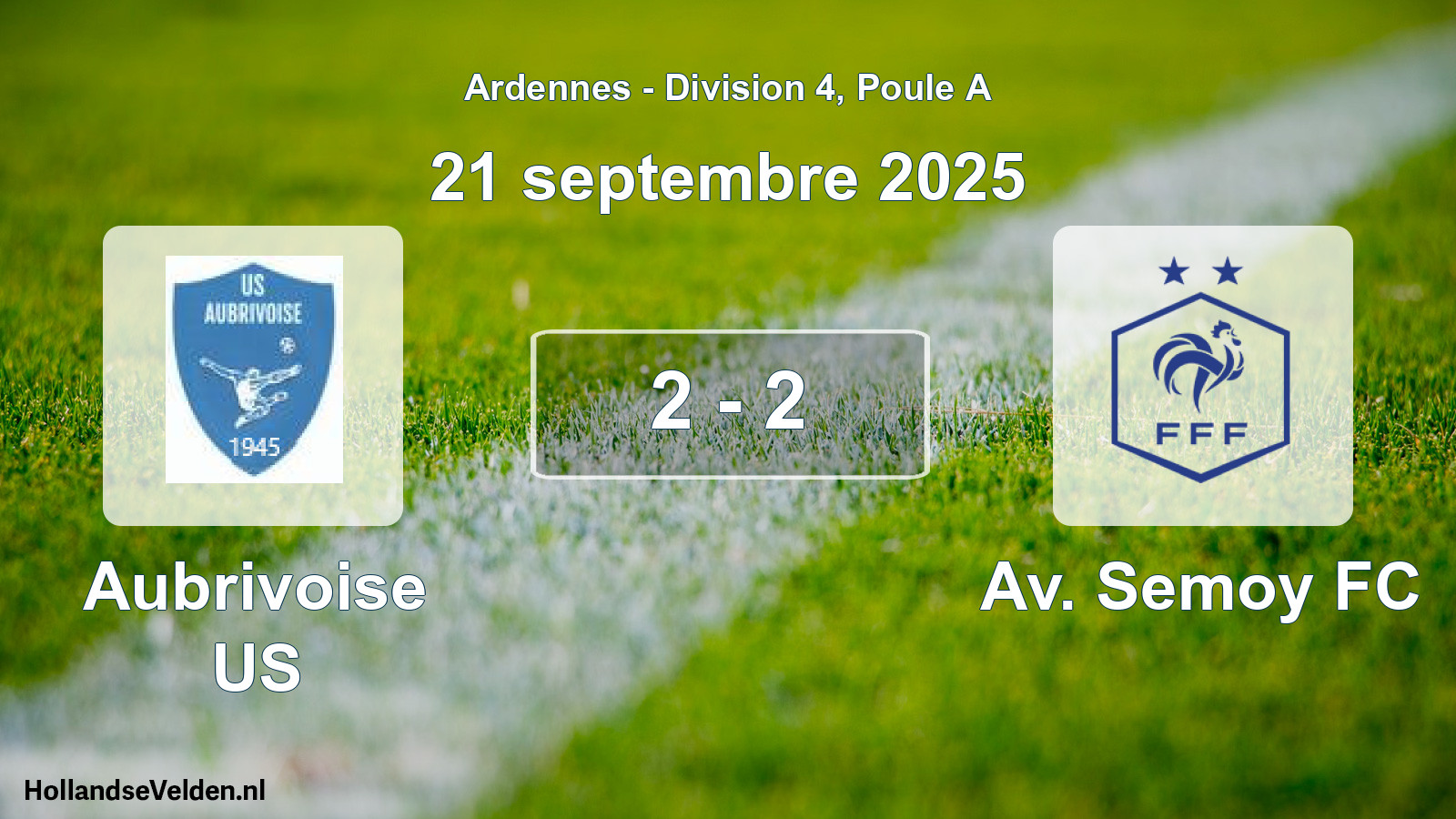 Match joué: Aubrivoise US - Av. Semoy FC 2 - 2 (21 septembre 2025)