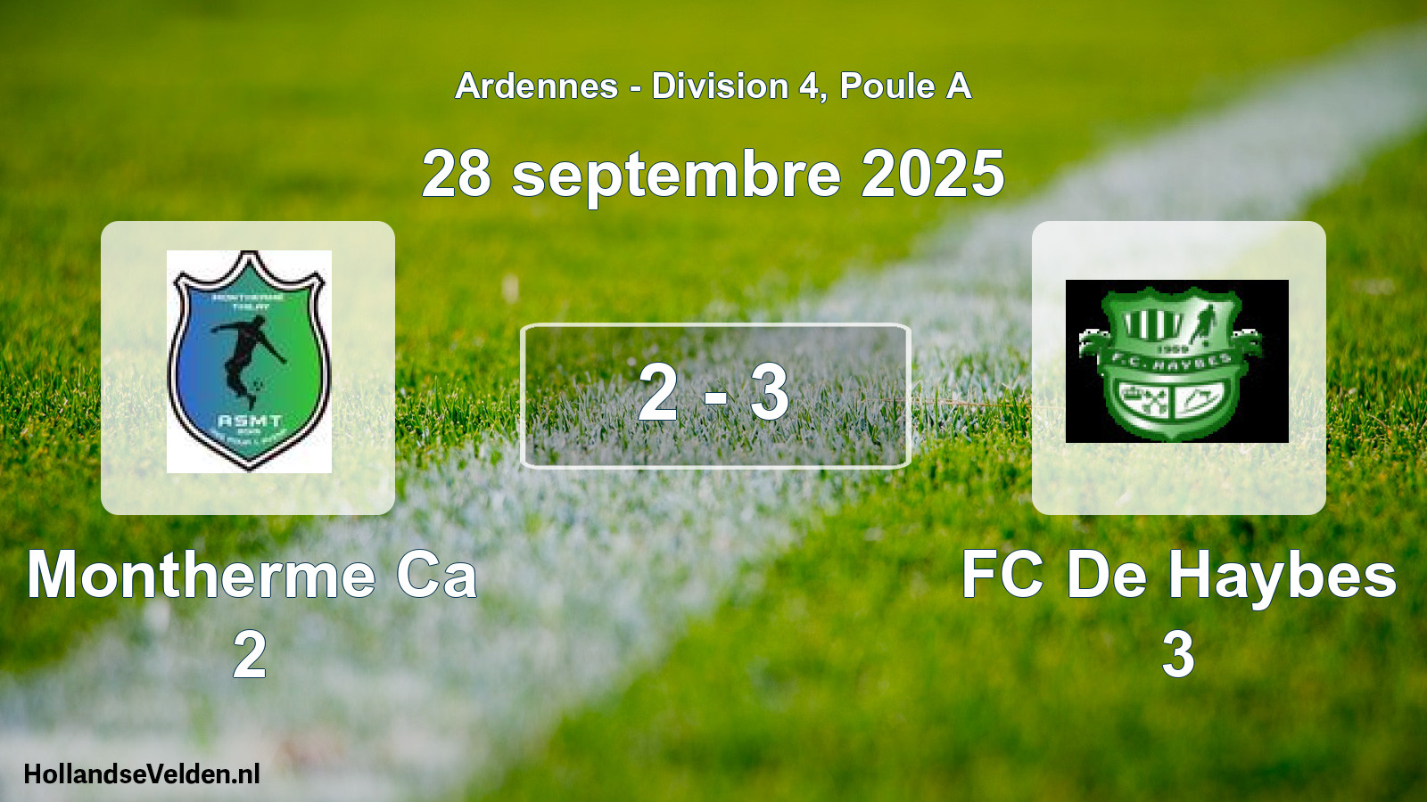 Match joué: Montherme Ca 2 - FC De Haybes 3 2 - 3 (28 septembre 2025)