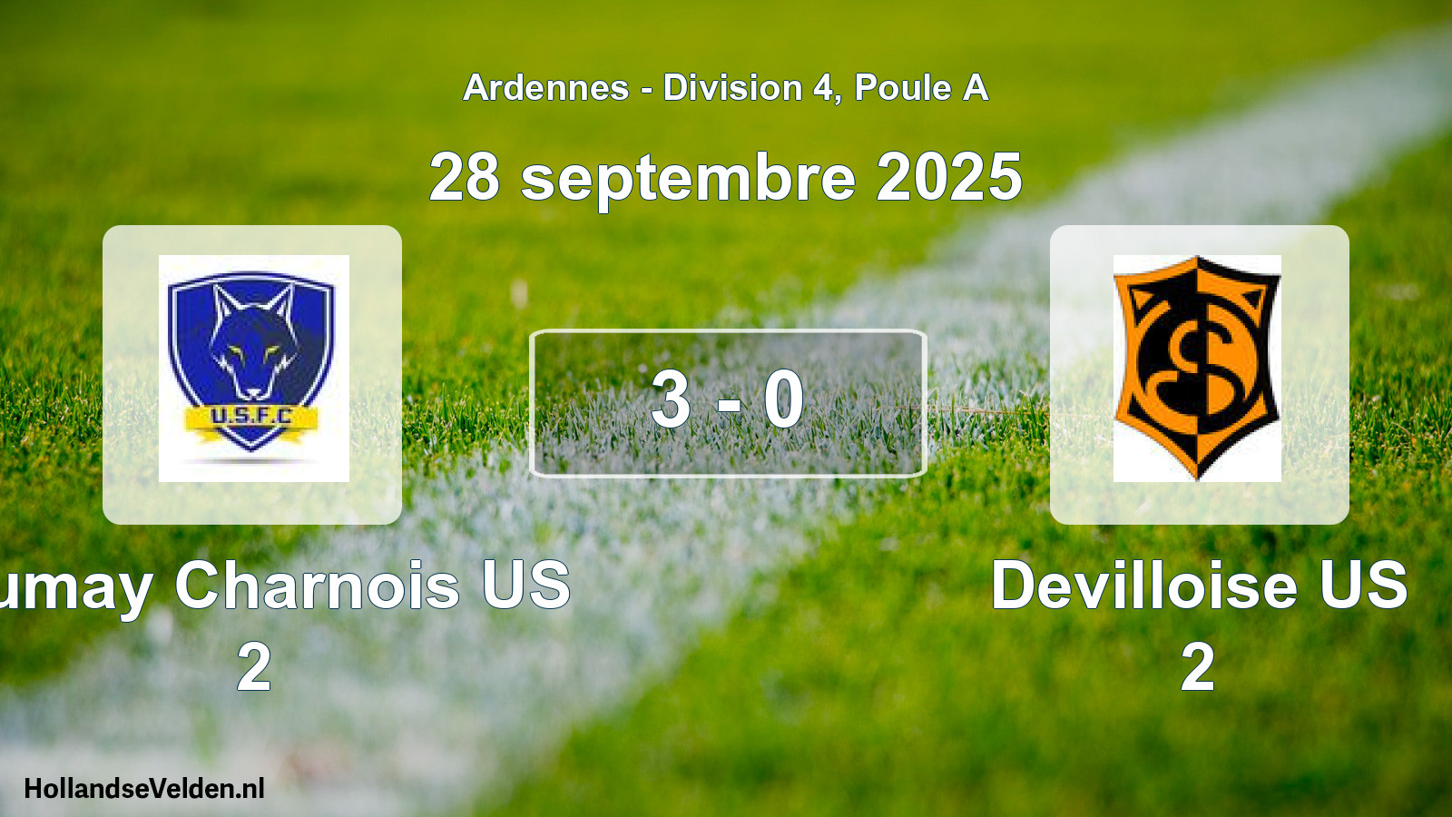 Match joué: Fumay Charnois US 2 - Devilloise US 2 3 - 0 (28 septembre 2025)