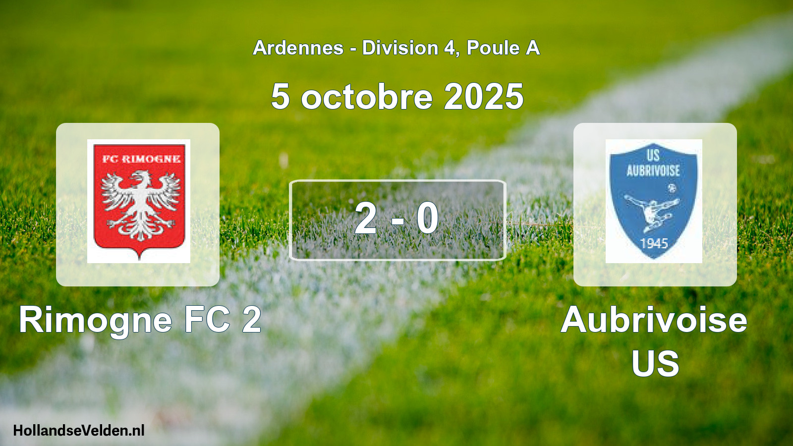 Gespeelde wedstrijd: Rimogne FC 2 - Aubrivoise US 2 - 0 (5 oktober 2025)