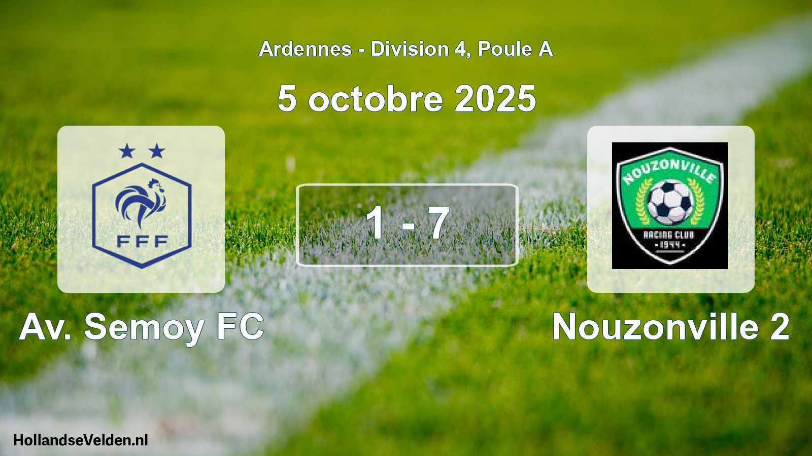 Gespeelde wedstrijd: Av. Semoy FC - Nouzonville 2 1 - 7 (5 oktober 2025)
