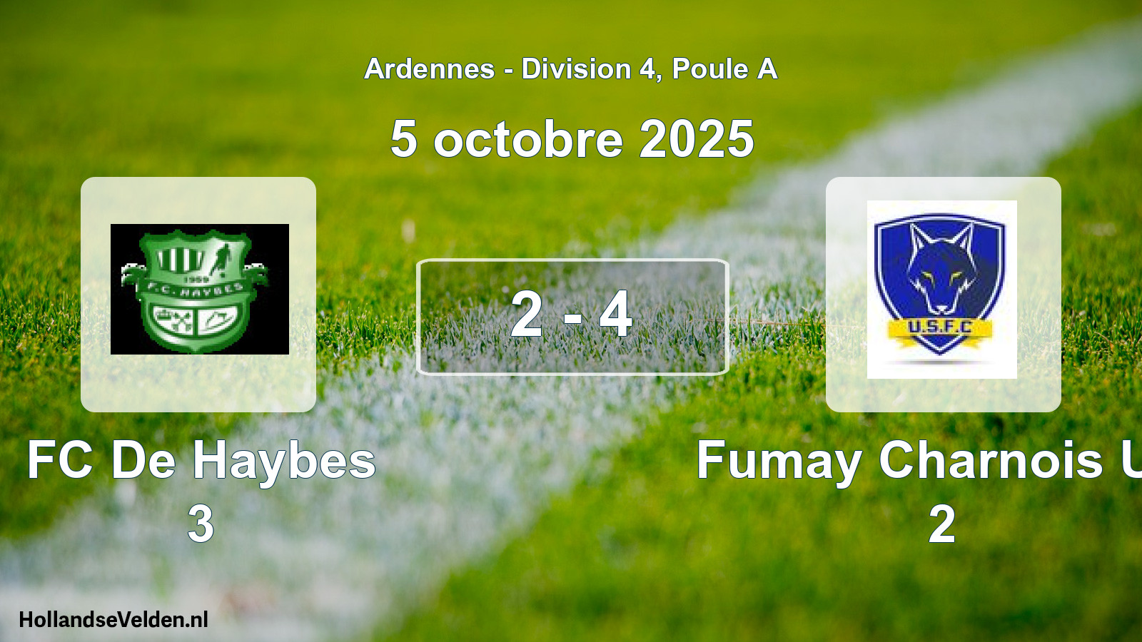 Match joué: FC De Haybes 3 - Fumay Charnois US 2 2 - 4 (5 octobre 2025)
