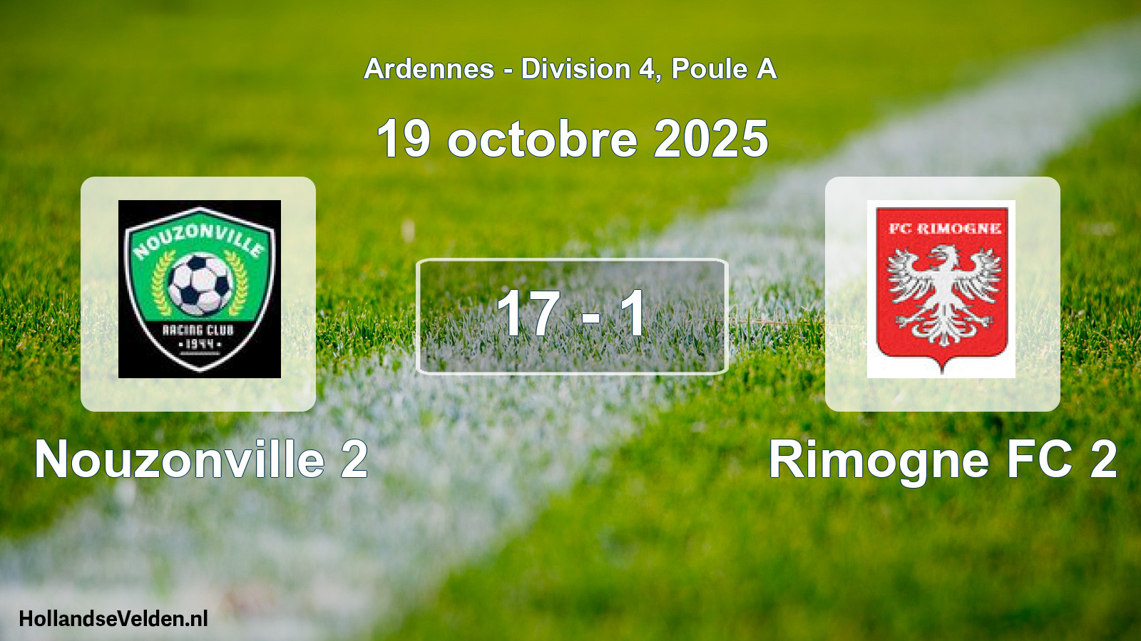 Gespeelde wedstrijd: Nouzonville 2 - Rimogne FC 2 17 - 1 (19 oktober 2025)