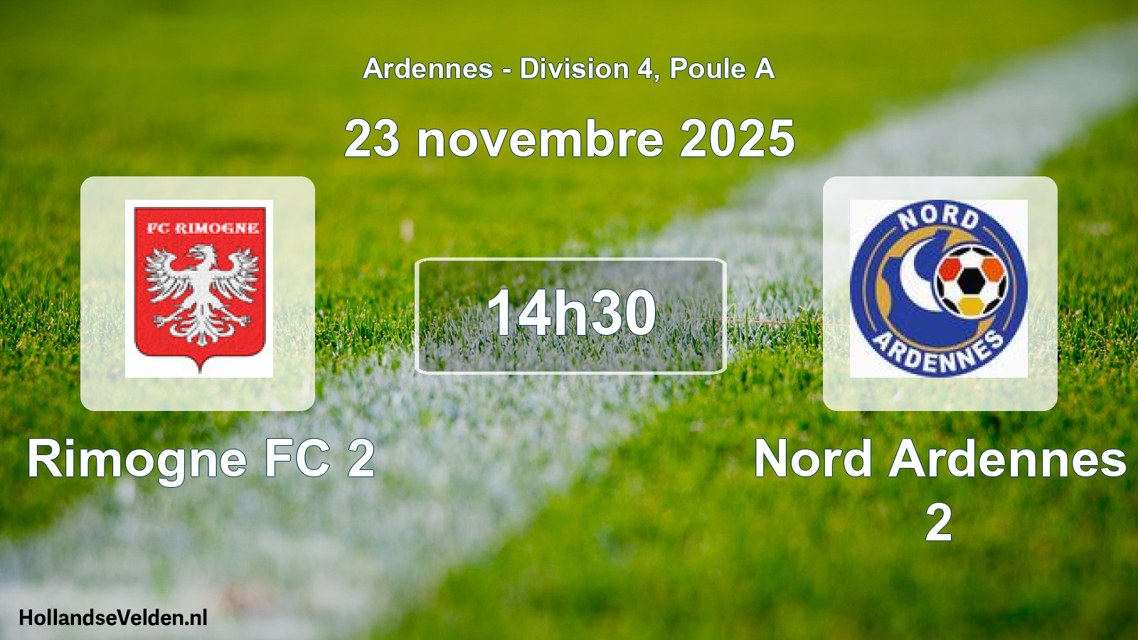 Match programmé: Rimogne FC 2 - Nord Ardennes 2 (23 novembre 2025)