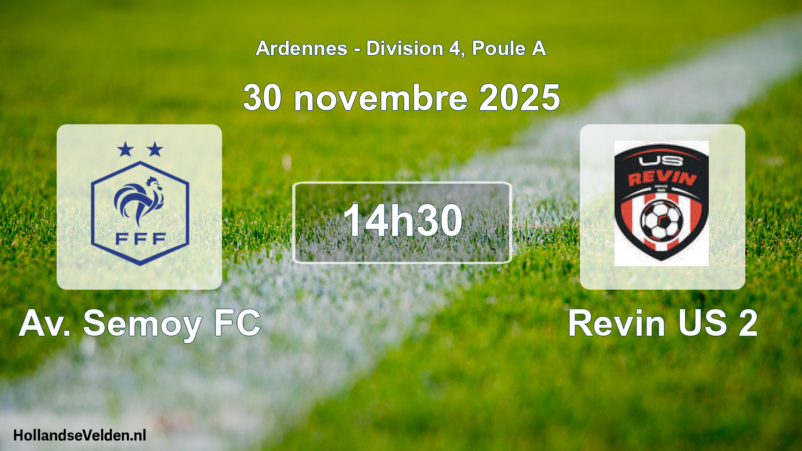 Match programmé: Av. Semoy FC - Revin US 2 (30 novembre 2025)
