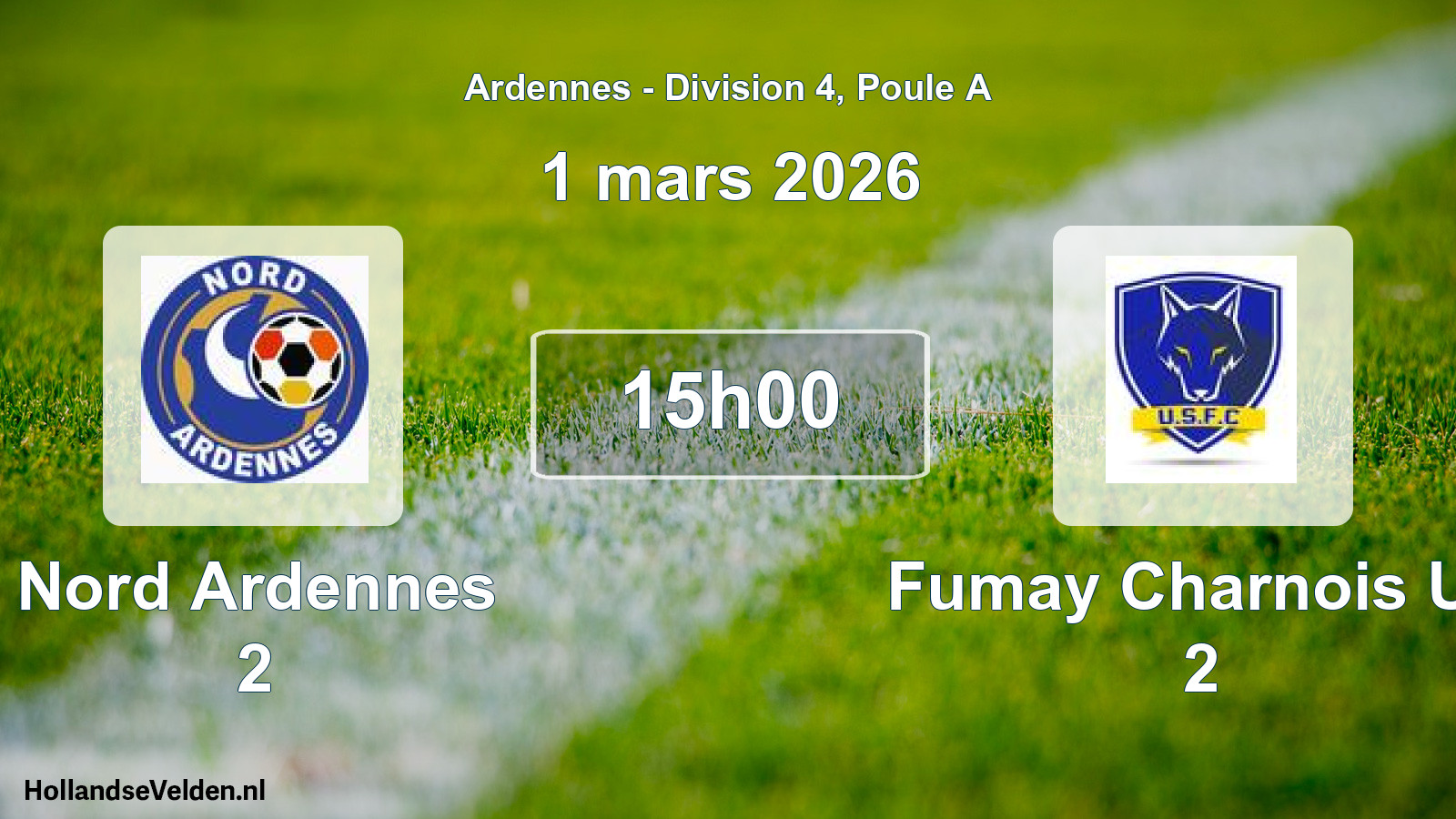 Match programmé: Nord Ardennes 2 - Fumay Charnois US 2 (1 mars 2026)