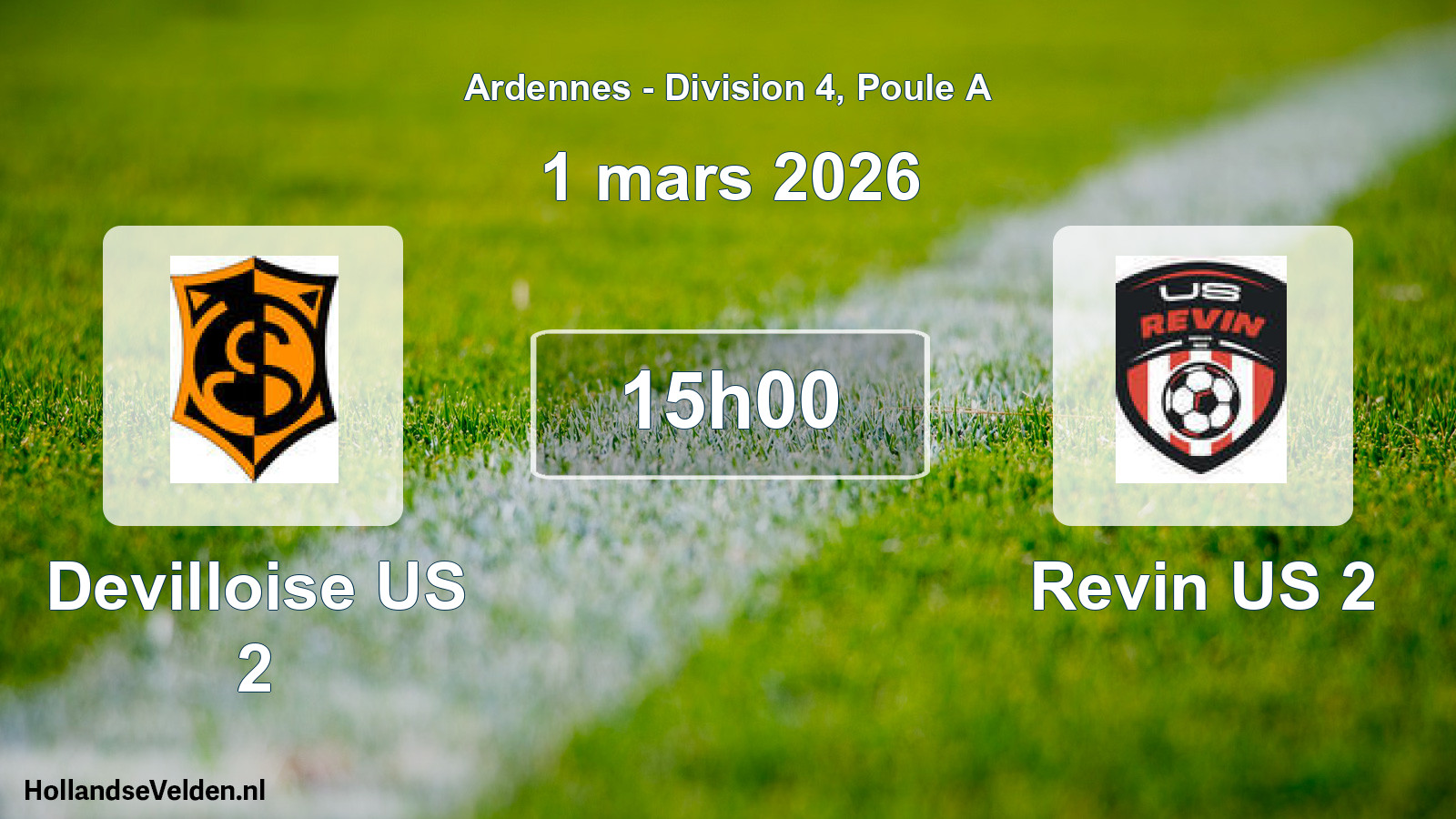 Geplande wedstrijd: Devilloise US 2 - Revin US 2 (1 maart 2026)