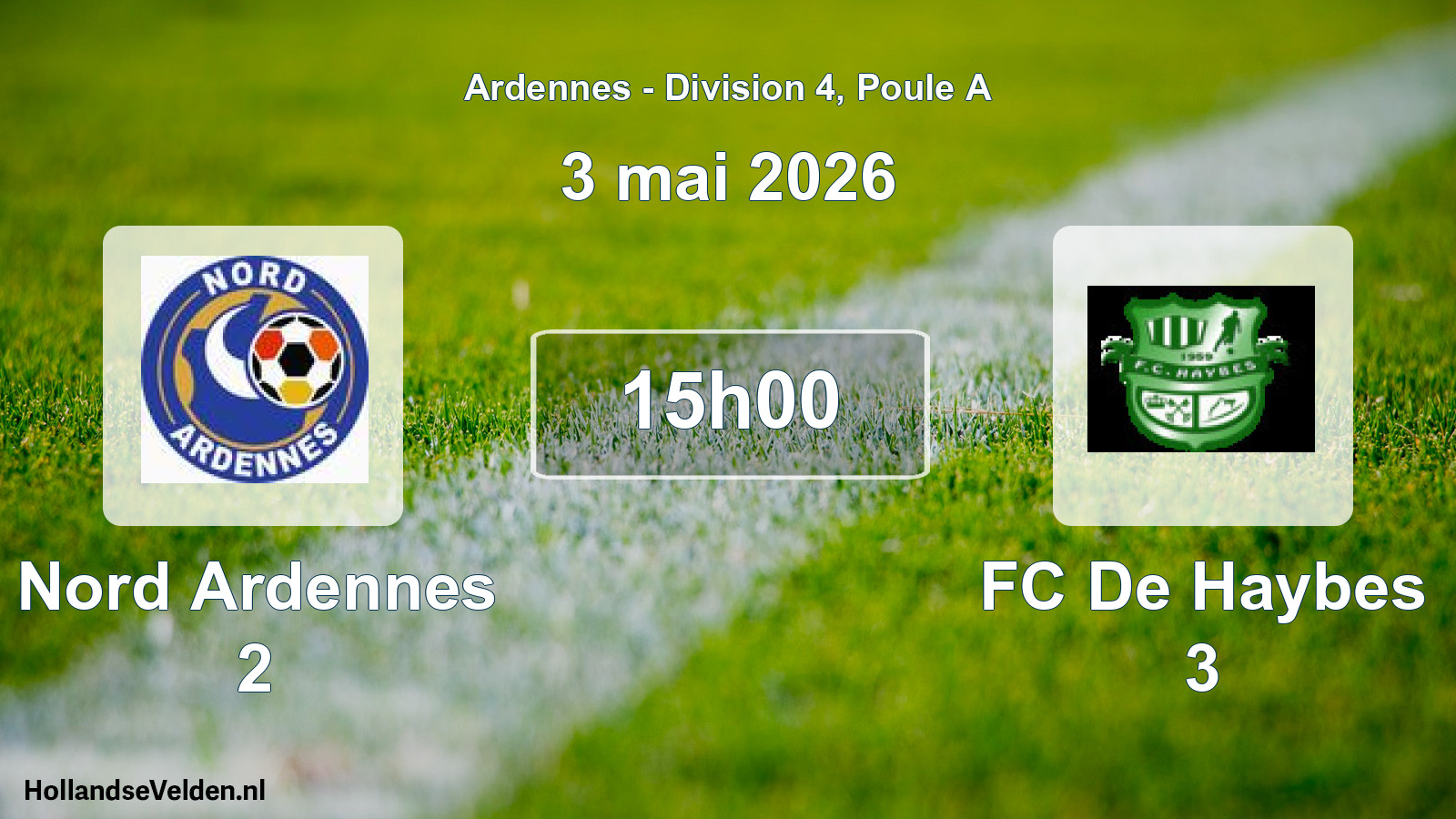 Match programmé: Nord Ardennes 2 - FC De Haybes 3 (3 mai 2026)