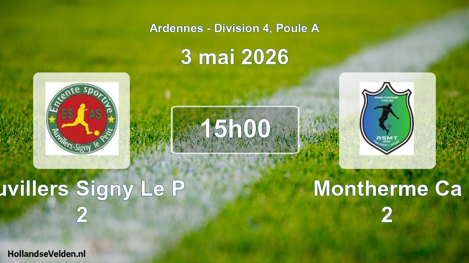 Match programmé: Auvillers Signy Le P 2 - Montherme Ca 2 (3 mai 2026)