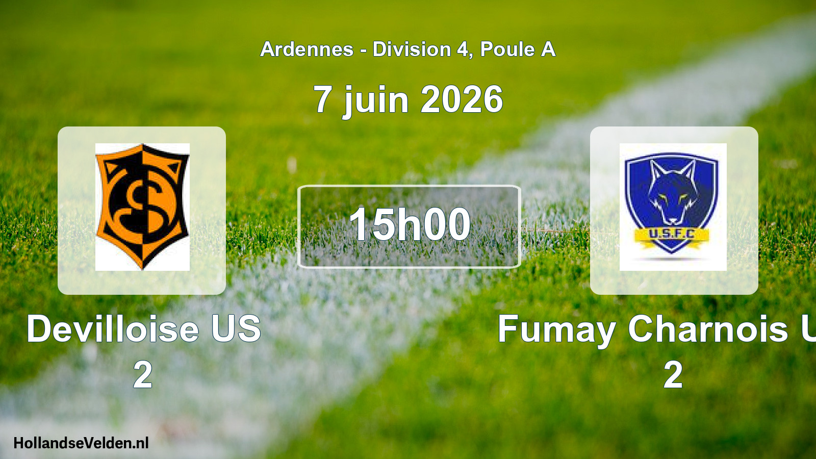 Match programmé: Devilloise US 2 - Fumay Charnois US 2 (7 juin 2026)