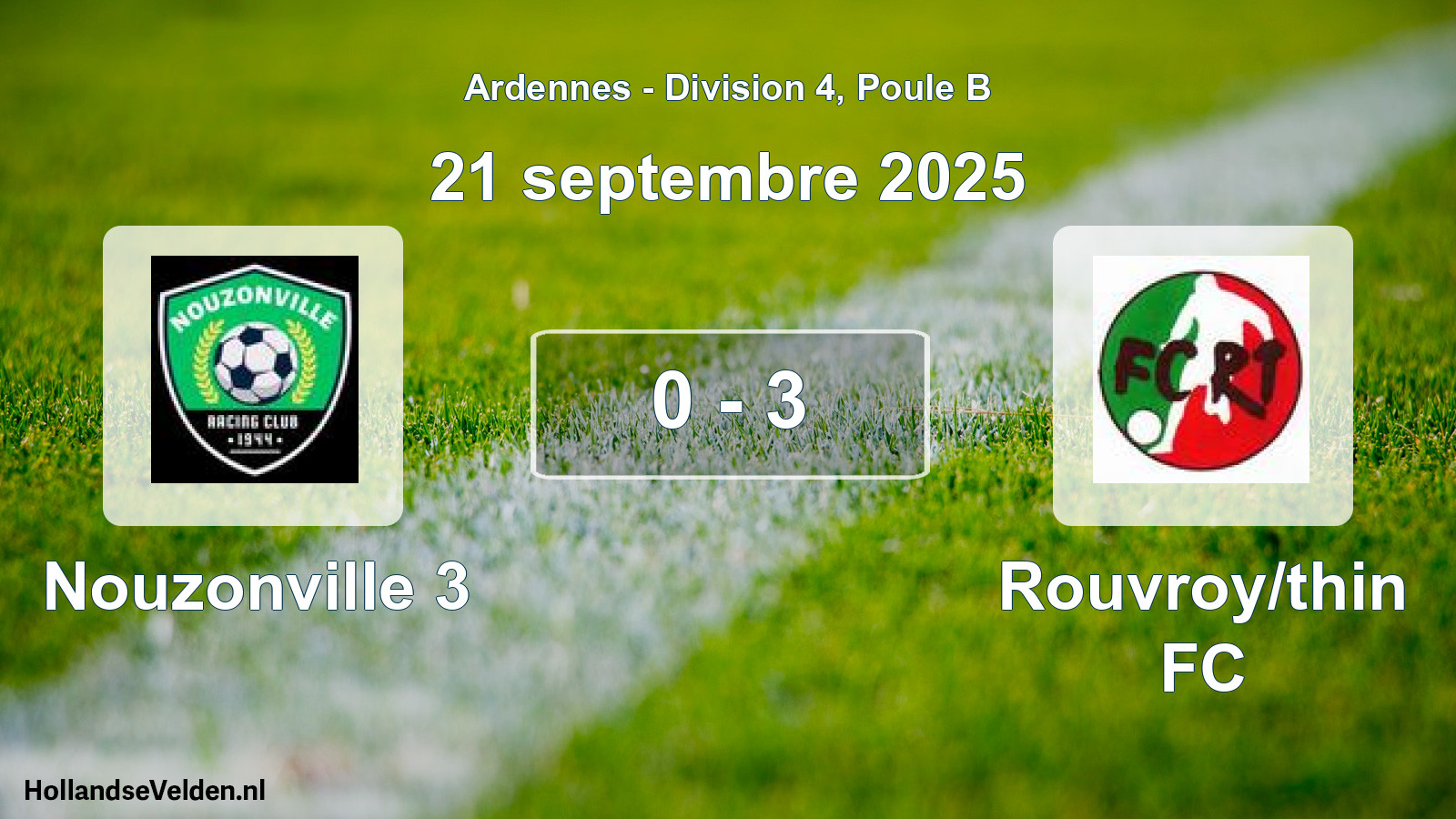 Match joué: Nouzonville 3 - Rouvroy/thin FC 0 - 3 (21 septembre 2025)