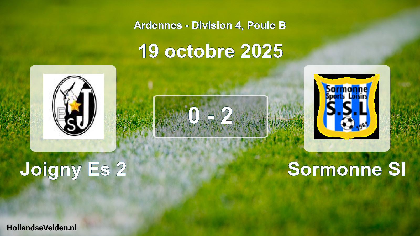 Match joué: Joigny Es 2 - Sormonne Sl 0 - 2 (19 octobre 2025)