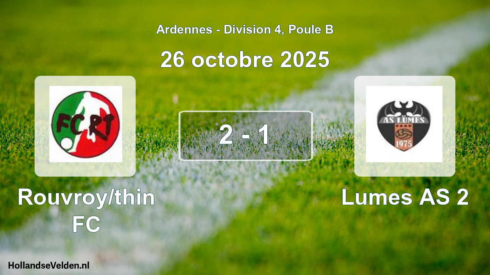 Total number of matches played: Rouvroy/thin FC - Lumes AS 2 2 - 1 (26 October 2025)