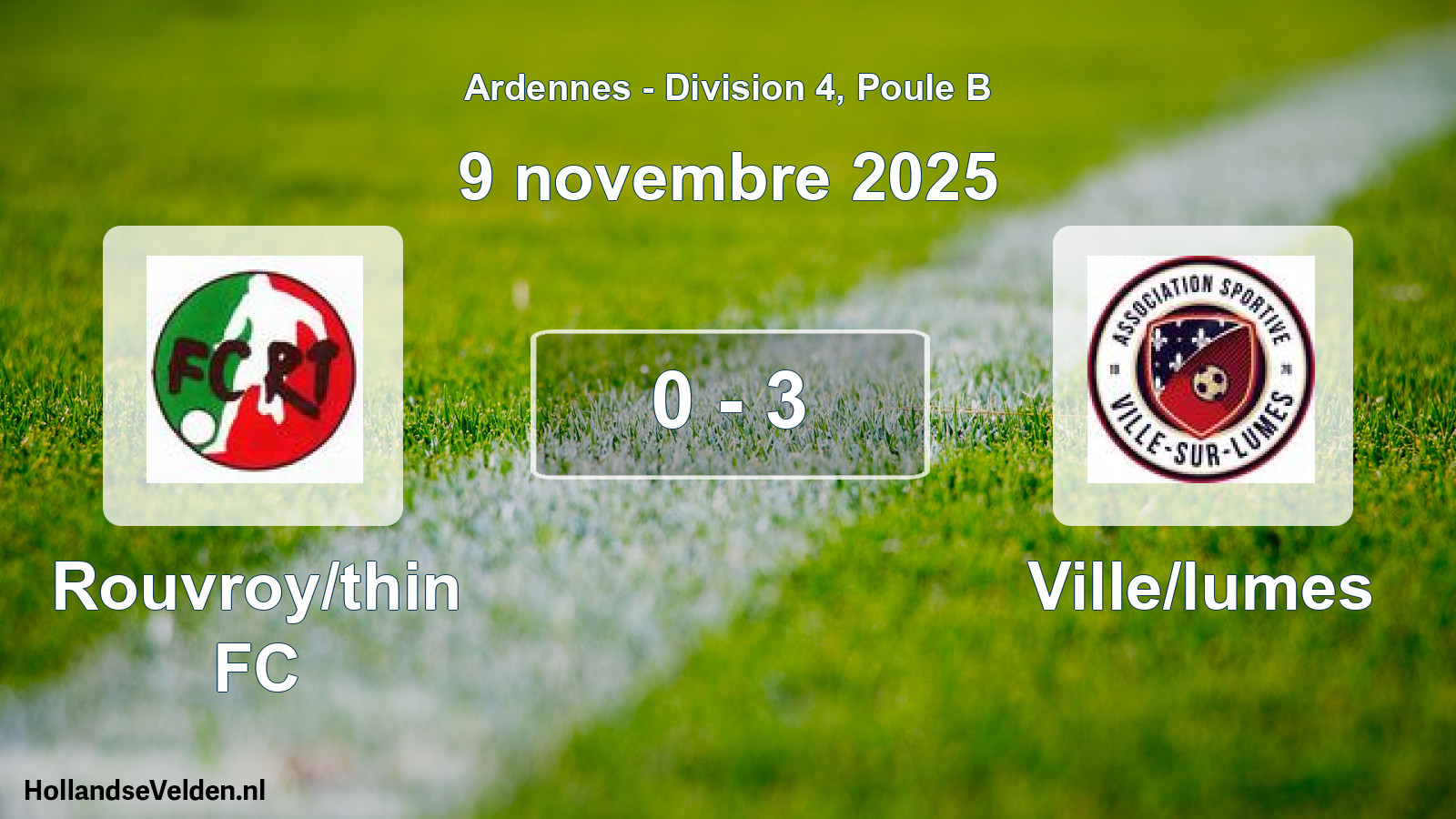 Gespeelde wedstrijd: Rouvroy/thin FC - Ville/lumes 0 - 3 (9 november 2025)