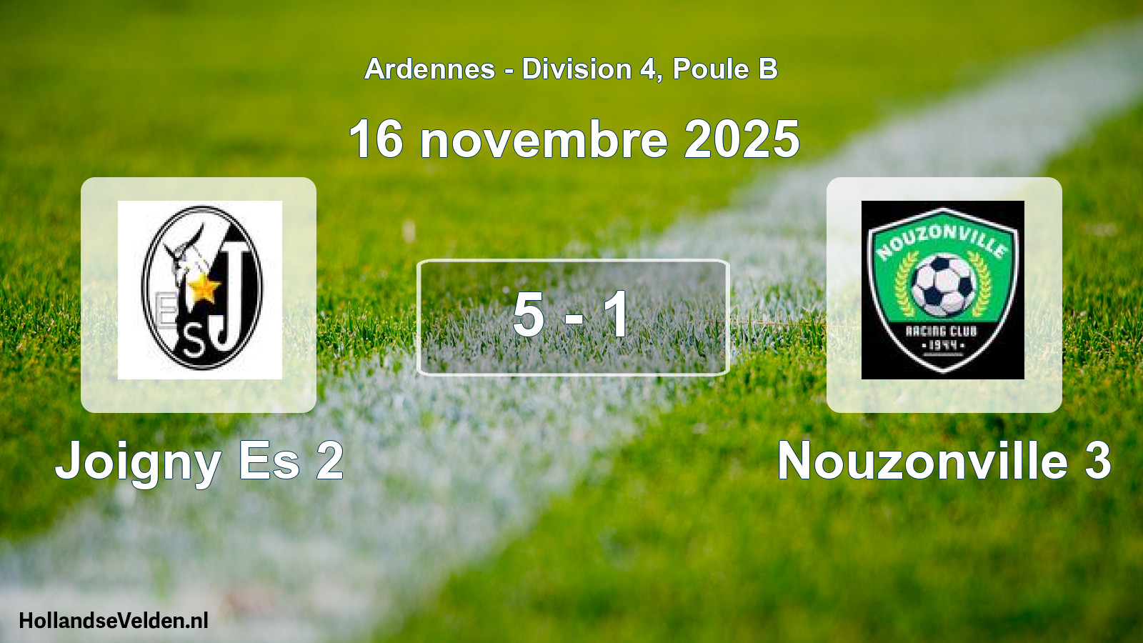 Match joué: Joigny Es 2 - Nouzonville 3 5 - 1 (16 novembre 2025)