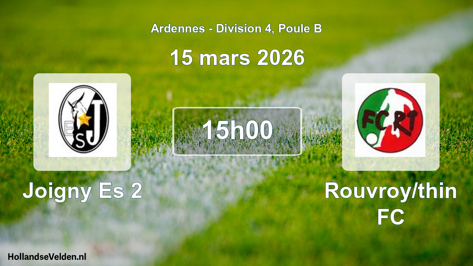 Match programmé: Joigny Es 2 - Rouvroy/thin FC (15 mars 2026)