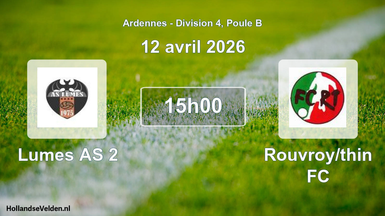 Match programmé: Lumes AS 2 - Rouvroy/thin FC (12 avril 2026)