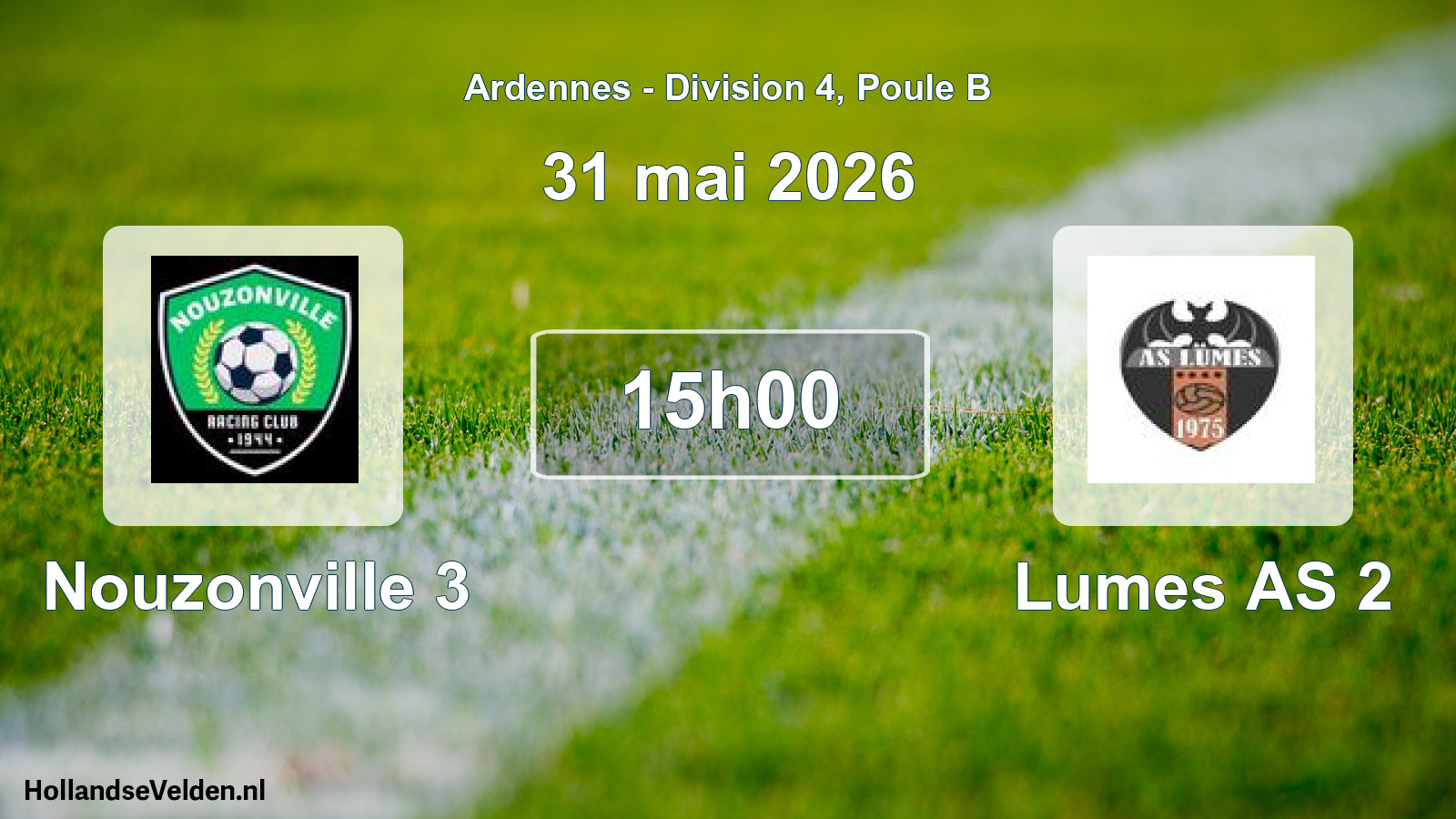Match programmé: Nouzonville 3 - Lumes AS 2 (31 mai 2026)