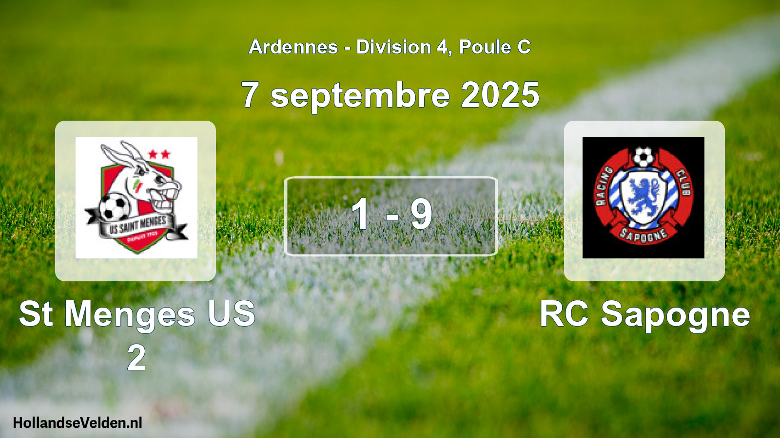 Gespeelde wedstrijd: St Menges US 2 - RC Sapogne 1 - 9 (7 september 2025)