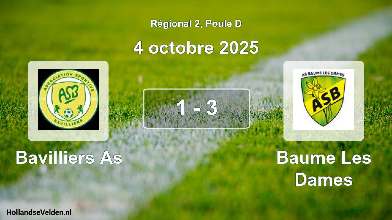 Gespeelde wedstrijd: Bavilliers As - Baume Les Dames 1 - 3 (4 octobre 2025)